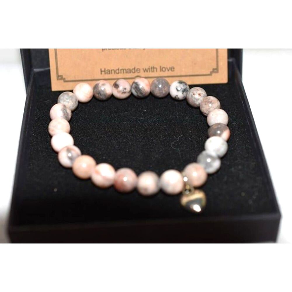 Natural Stone Healing Heart Handmade Life Is Tough, But So Are You 7" Bracelet